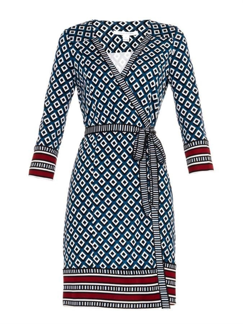 DVF Signature wrap silk dress geometric pattern sz 6